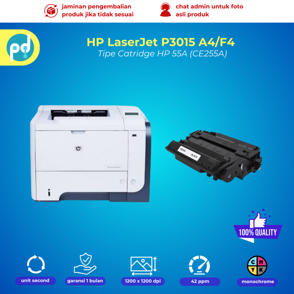 Printer Hp Laserjet 3015 Hitam putih - kertas a4 f4