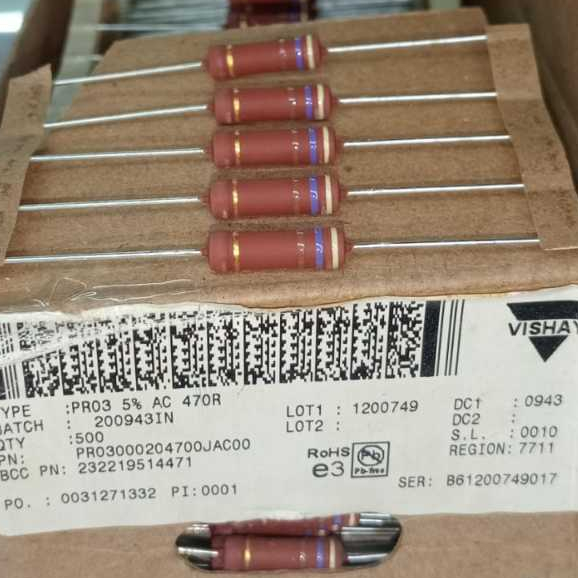 Resistor 470 Ohm 3 Watt Metal Film PR03 CU Lead ORIGINAL VISHAY EUROPE