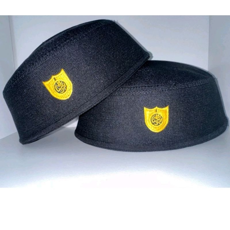 Songkok Malaysia Hitam Logo Emas Tinggi 6 Cm