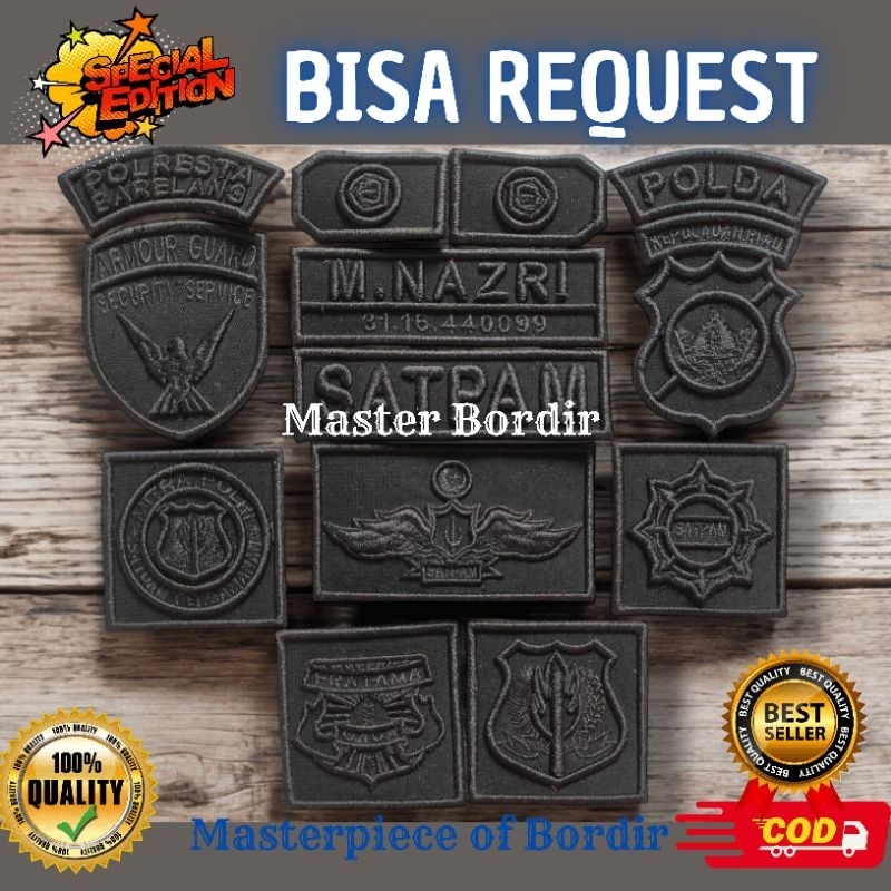 TERBARUUU BORDIR TIMBUL PDL SATPAM [FULL HITAM]