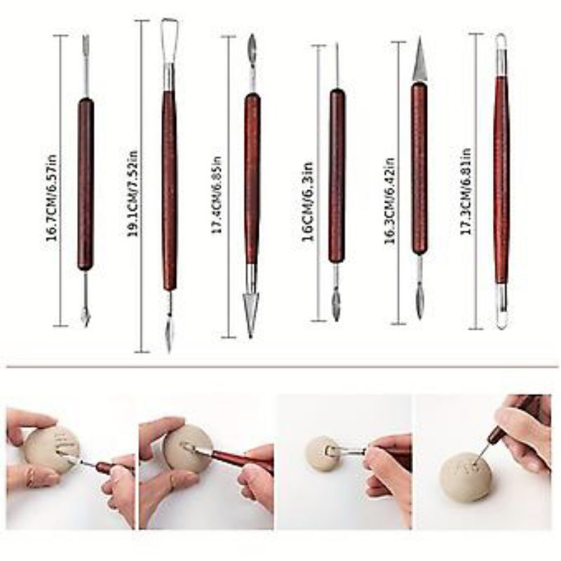 

Clay Sculpting Wax Tools Set 6 ( Polymer , Ceramic , Wood ) Alat Ukir Butsir