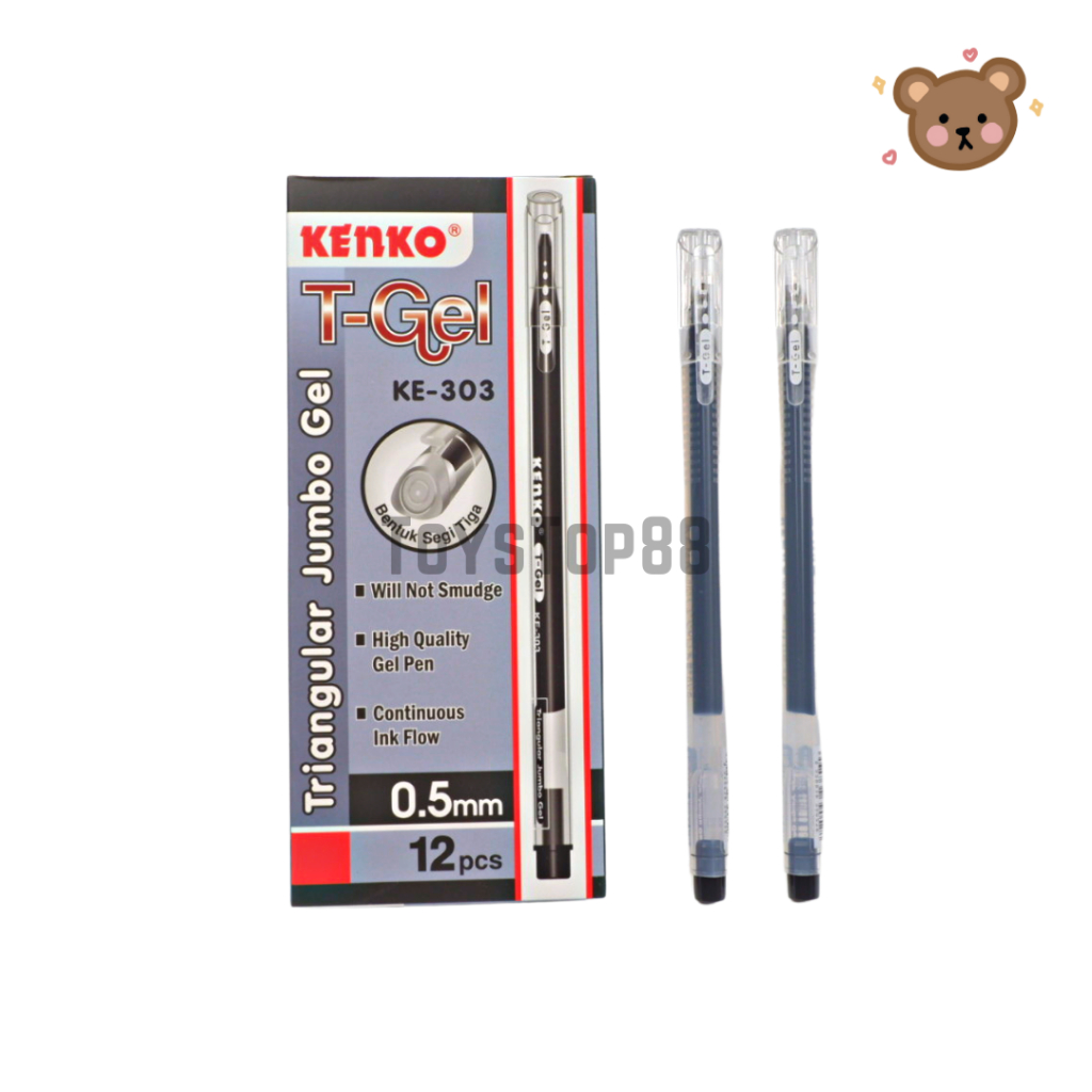 

Pulpen T-Gel KE-303 Kenko 0.5 mm - Triangular Jumbo Gel Pen - Ballpoint Bolpen Pena Tinta [PER LUSIN]