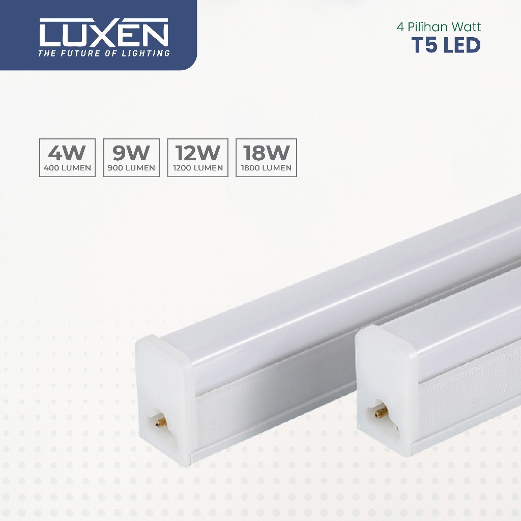 Luxen Lampu TL LED Tube Light T5 4W 9WAT 12W 18 W Cahaya Putih, Kuning dan Neutral White