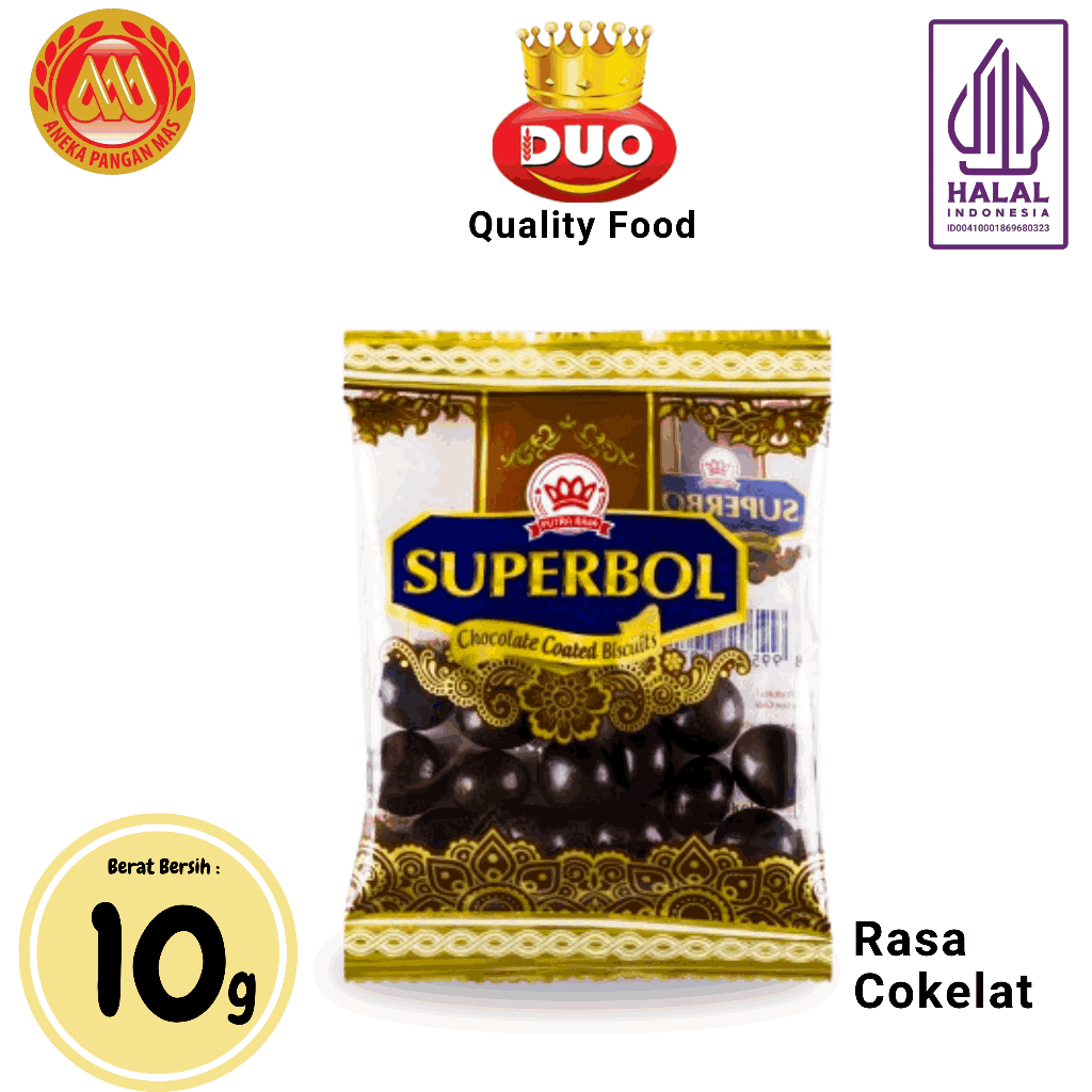 

DUO Superbol Coated Biscuit Biskuit Bola Salut Cokelat ( 1 Renceng x 10pcs ) - Netto 15gr Snack Cemilan Anak Murah