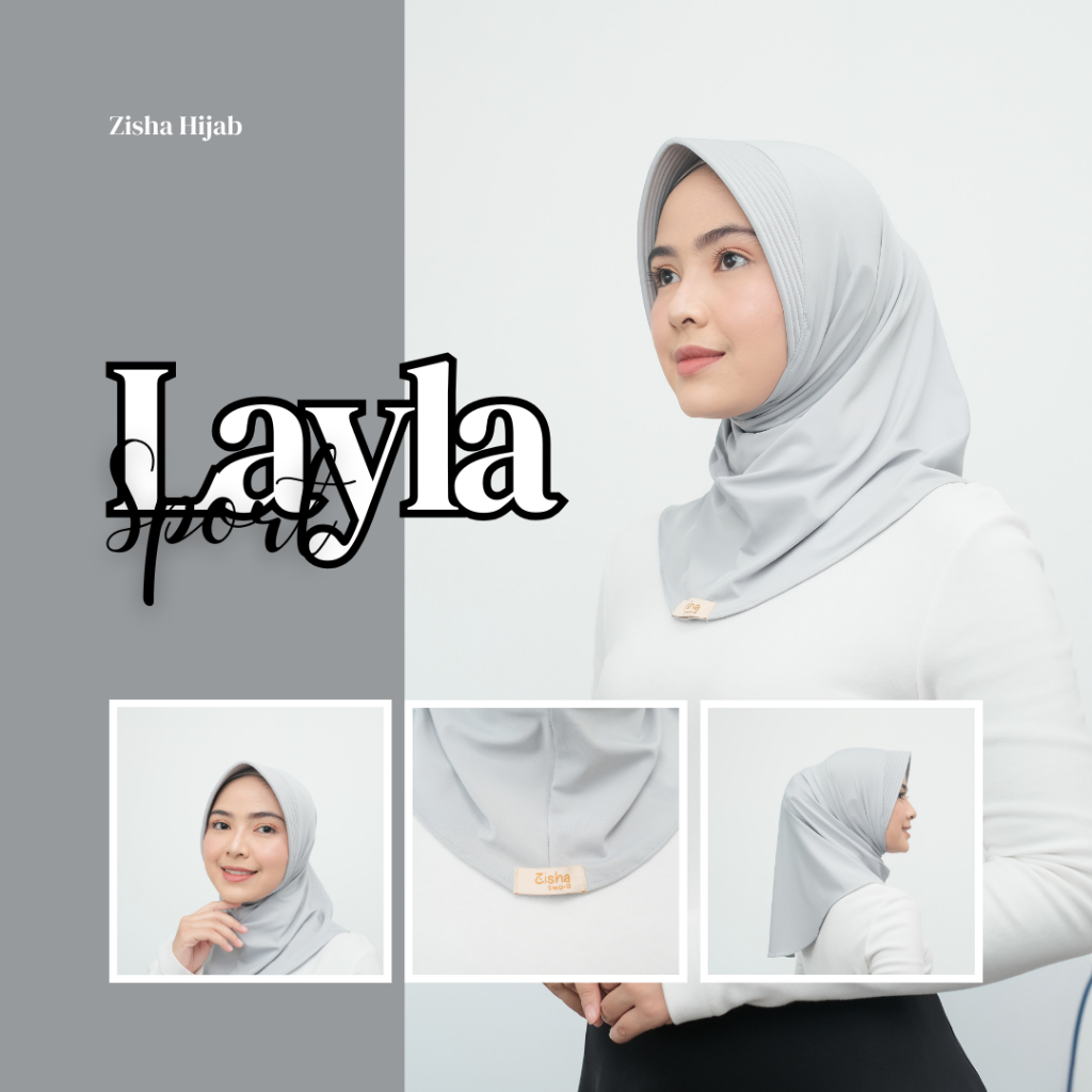 Hijab Bergo Pet Tebal Jilbab Instan Terbaru Kerudung Sport Grey Silver Spandeks Livia Zisha Hijab