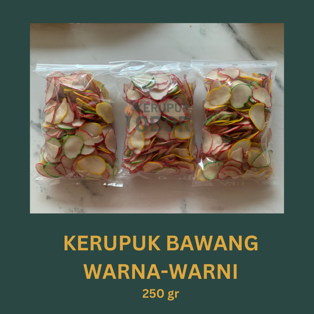 

Kerupuk Bawang Warna Warni - kemasan 250 gram