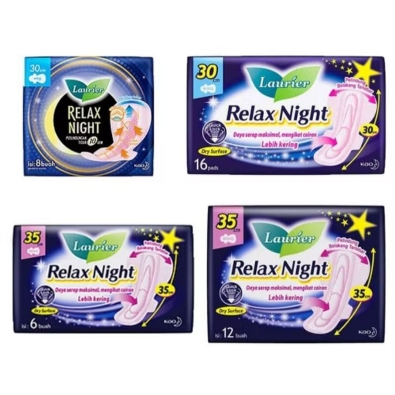 softex laurier pembalut relax night wing 30cm 35cm