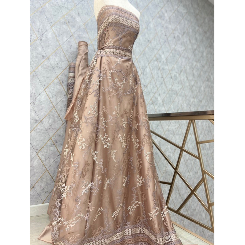 Tile Sapto, Kain Brokat Motif Etnik, Motif Sapto, Tulle Sapto Premium Tidak Gatal