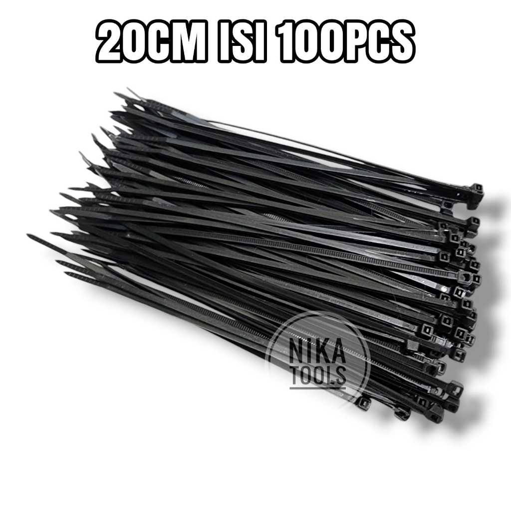 

Kabel Tis 20 cm 200 mm Cable Ties Tie Nylon Nilon Hitam 100 pcs