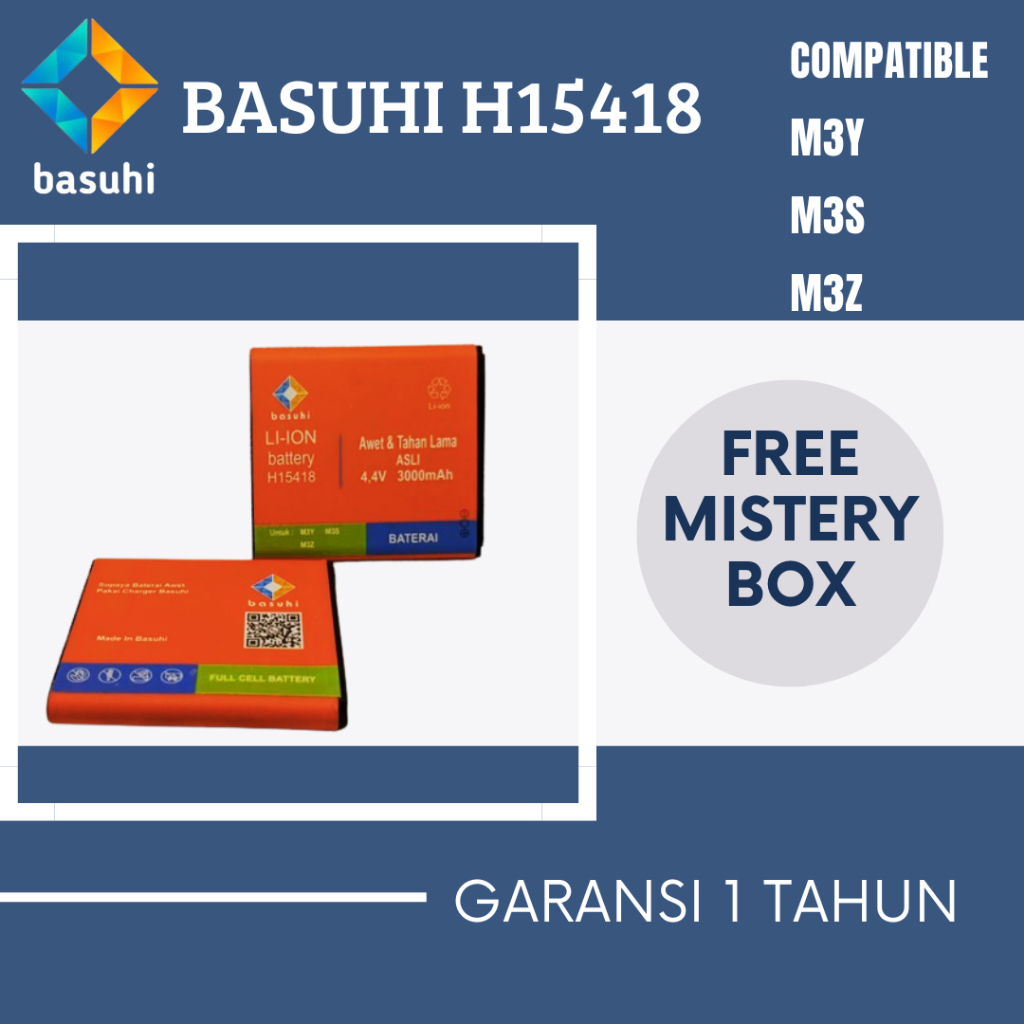Battery/Baterai Basuhi H15418/M3Y/M3S Original