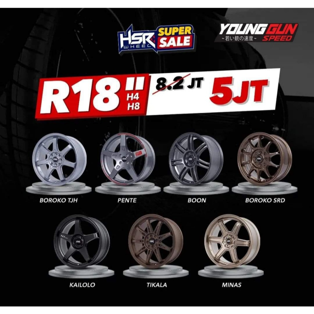 Promo Velg Mobil R18 Jazz Raize Swift Avanza Xenia Pelek Racing HSR Ring 18 Free Ongkir