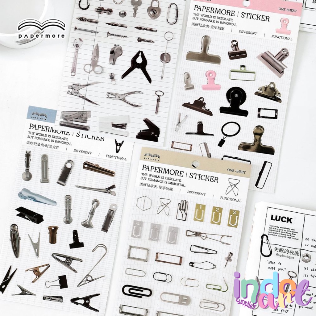 

(IAS) SB3 - Sticker Papermore Push Pin Paper Clip Kunci Klip Kertas Stiker 1 lembar