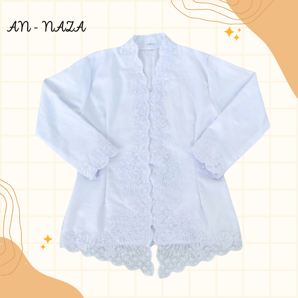 Kebaya Anak Usia 4-9 Tahun / Kebaya Encim Bordir TK/SD Putih Senada