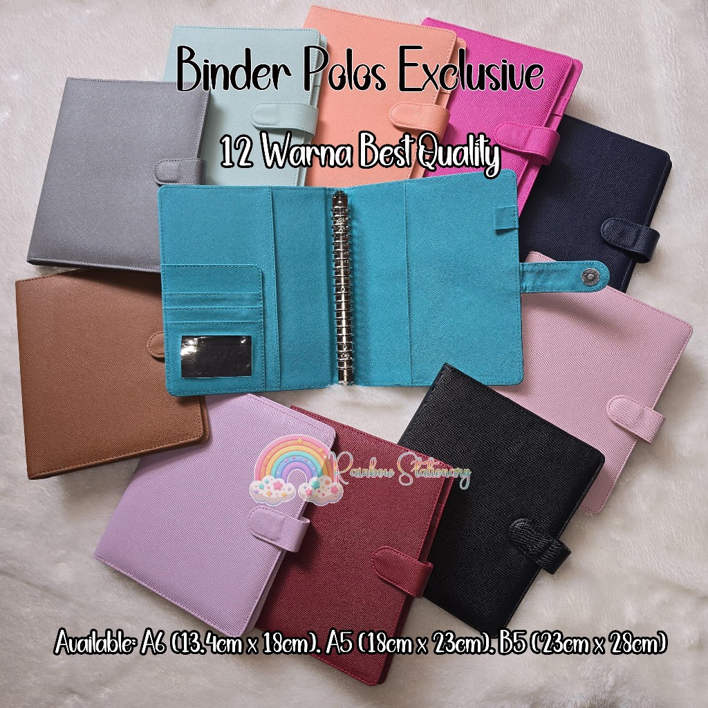 

Binder Polos Exclusive Kulit Sintetis Pastel Ukuran A6/6holes, A5/20holes dan B5/26holes