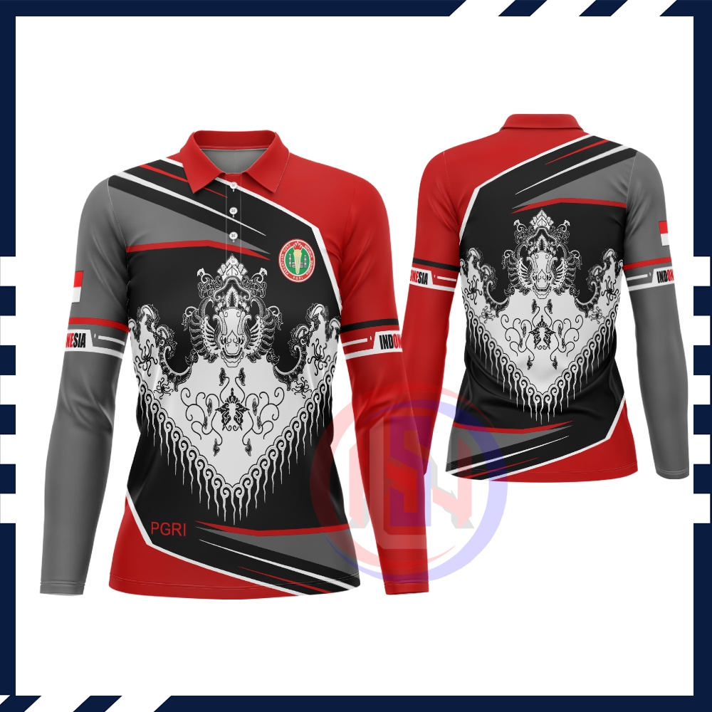Baju Jersey PGRI Guru Wanita || Baju PGRI || Kaos Polo Guru Wanita Baju PGRI Fullprint || Kaos PGRI