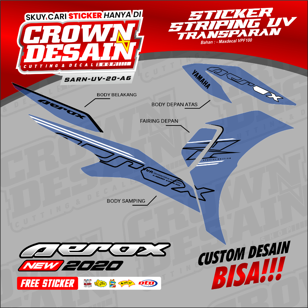 Striping Transparan Aerox Cyber City New Lis Original Variasi Desain Simple - SARN-UV