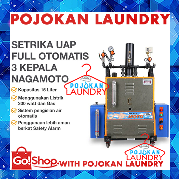 Setrika Uap NAGAMOTO Otomatis 3 Kepala/Steam Boiler Listrik Nagamoto/Setrika Uap Listrisk Nagamoto