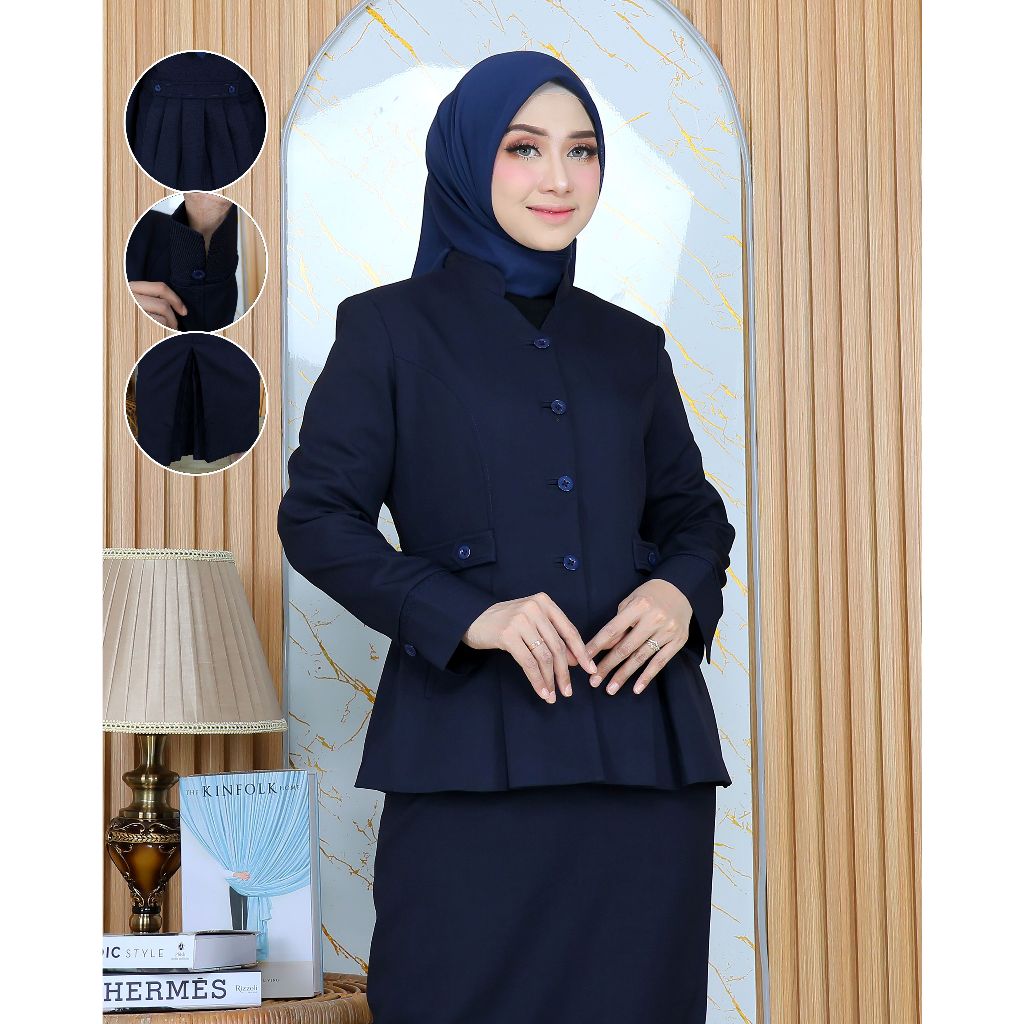 Seragam Kerja dinas STANDAR BIRU DONGKER SHANGHAI SUSUN wanita Setelan Rok Span/Rok.A/Celana Panjang