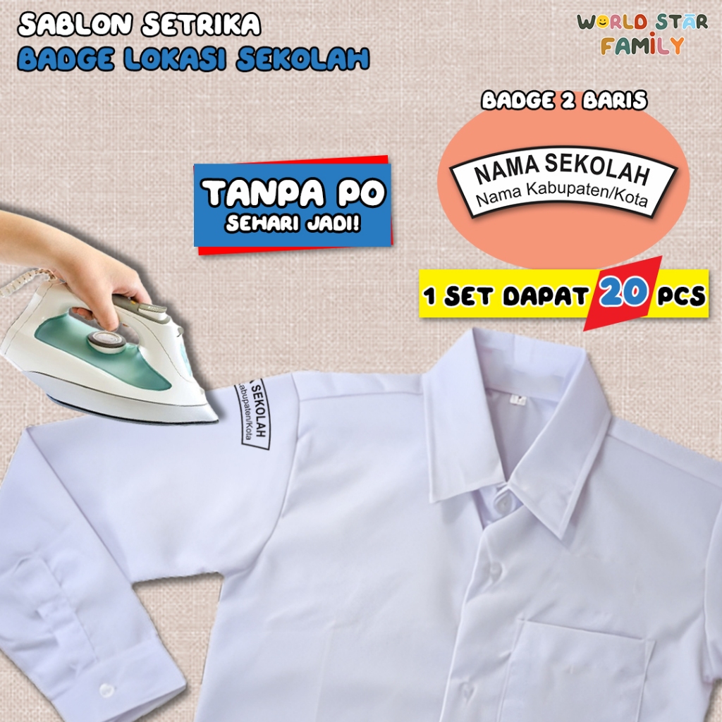 

Stiker Kain Sticker Sablon Setrika Bet NAMA SEKOLAH FREE CETAK NAMA DTF Logo Emblem Bet Sekolah TK SD SMP SMA Madrasah MI MTS MA SMK