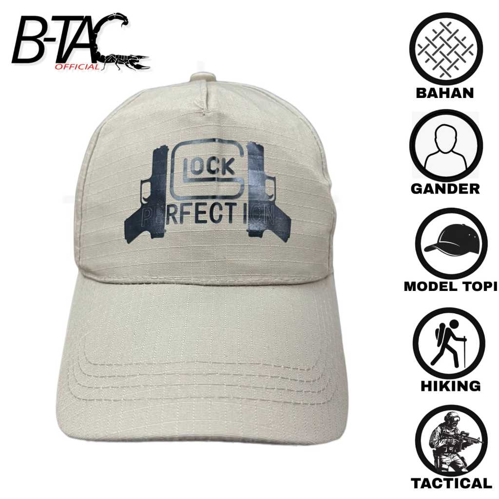 [T.Lock Cream] Topi Pria Warna Cream Topi tactical Pria topi sablon topi import topi lock topi fashi