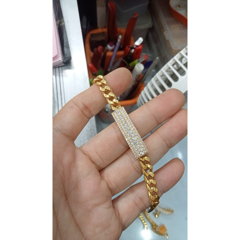 gelang sisik naga permata putih elegant emas asli kadar 700