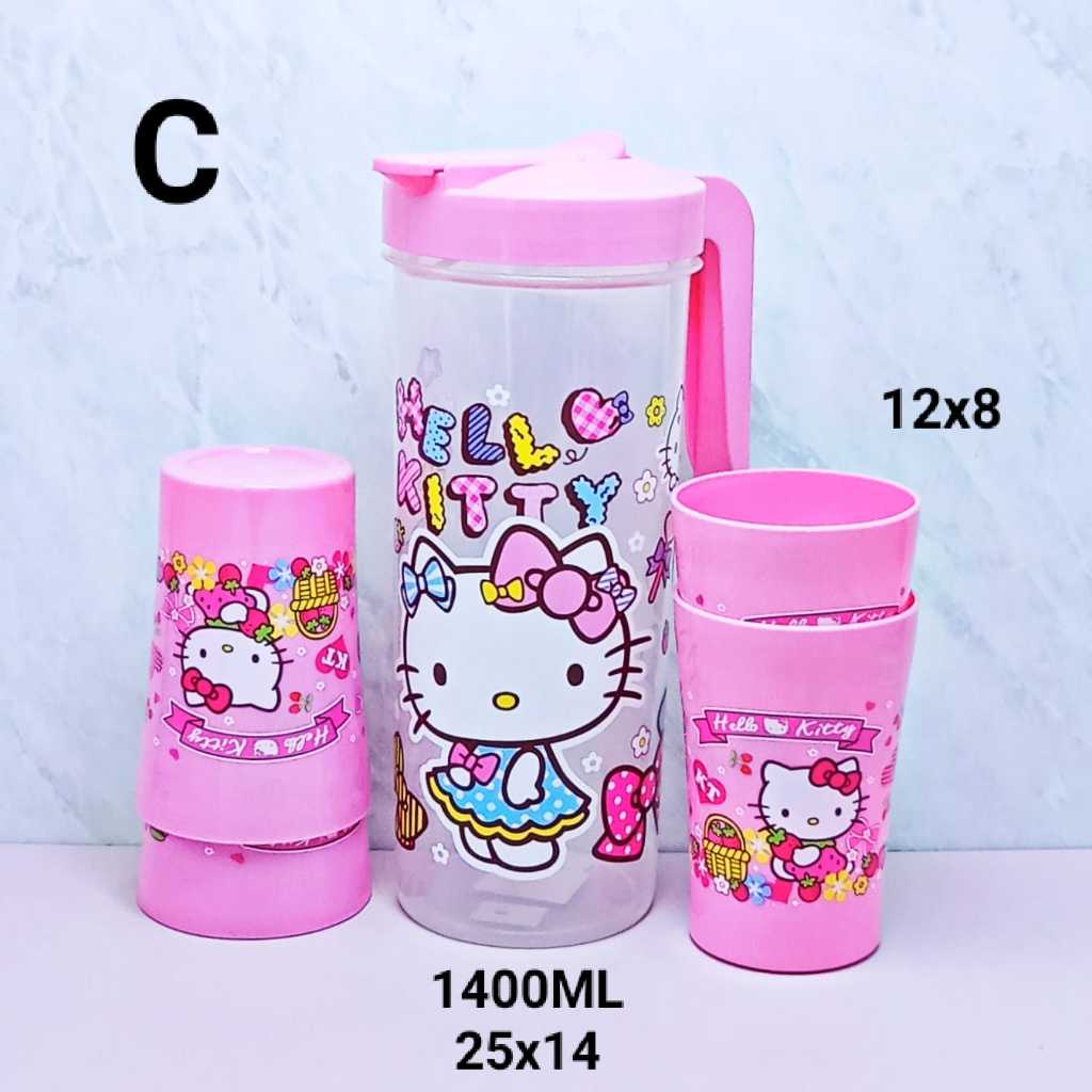 SET TEKO GELAS PLASTIK KARAKTER TEKO + GELAS DORAEMON TEKO + GELAS HELLO KITTY