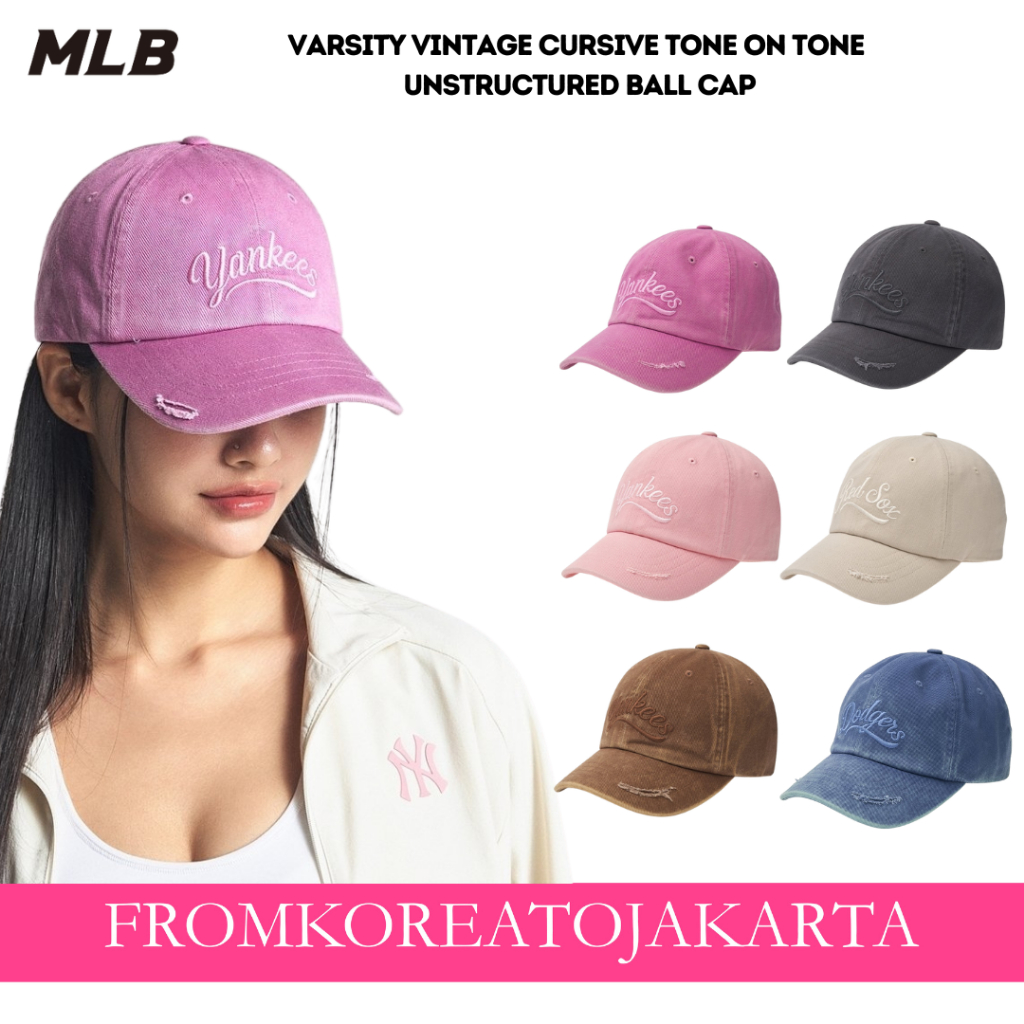 MLB Varsity Vintage Cursive Tone On Tone Unstructured Ball Cap