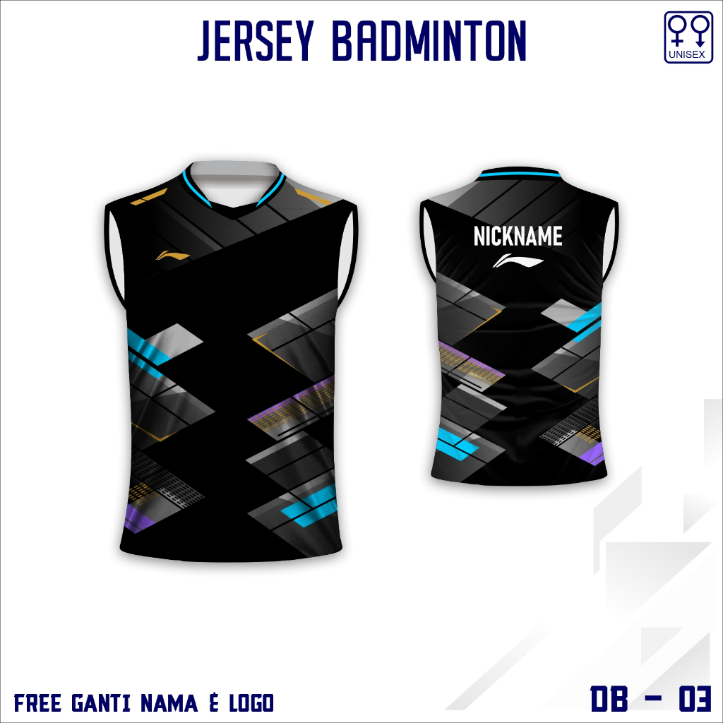 Jersey kaos lining badminton baju olah raga bulu tangkis singlet