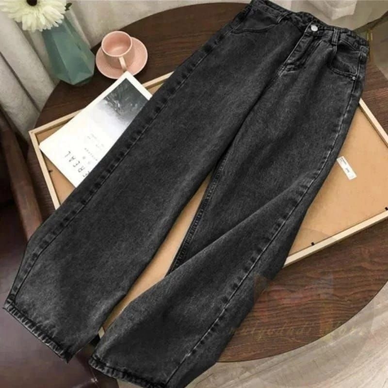 celana jeans wanita highwast kulot jeans pingang karer depan resleteng terbaru terlaris masa kini ku