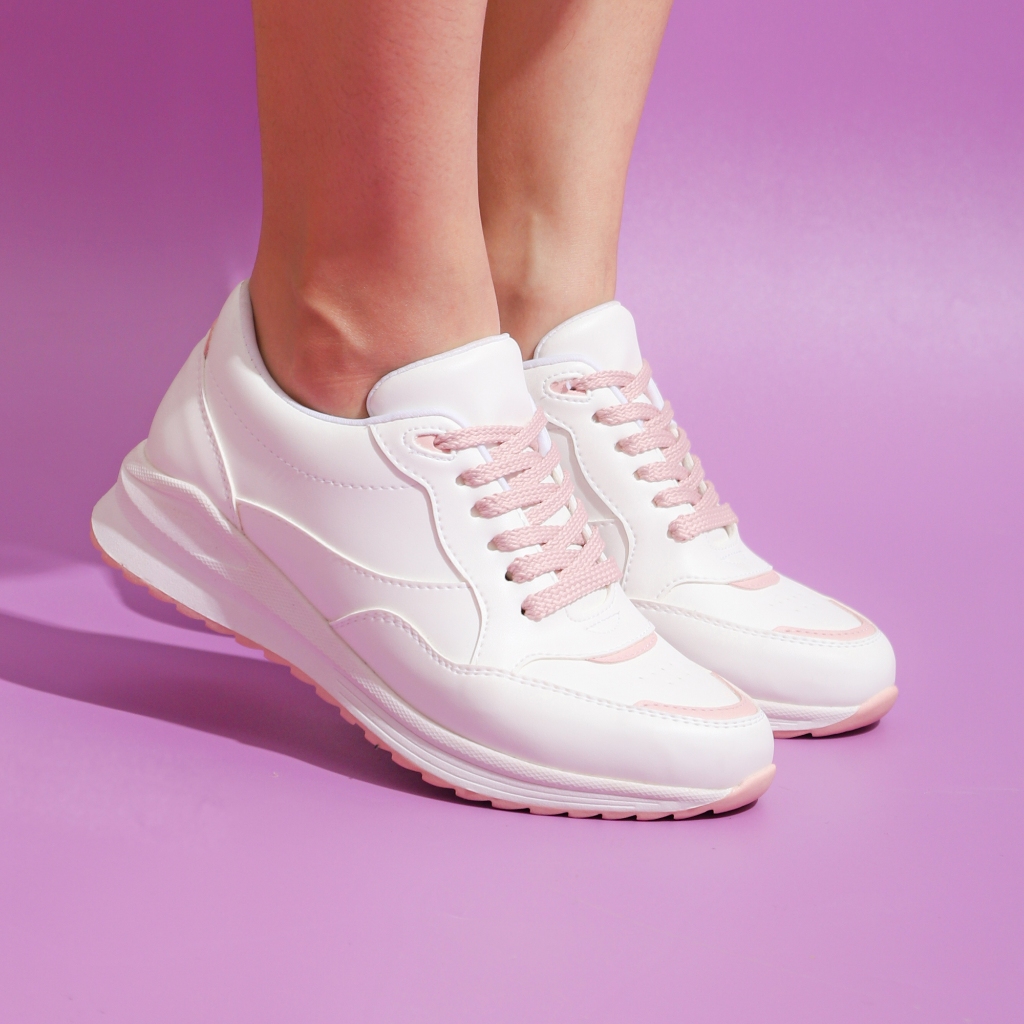 Sale Elira Sepatu Sneakers Kasual Wanita Freya Pink Cream White Casual Shoes Women