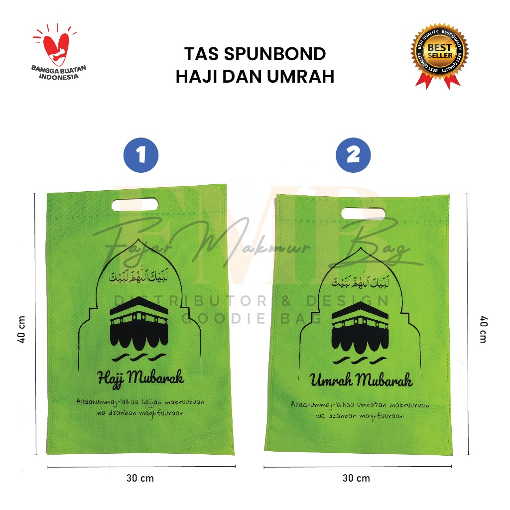 

Tas Spunbond FMB Hajj & Umrah Mubarak - Spunbond Goodie Bag Hajj & Umrah Mubarak