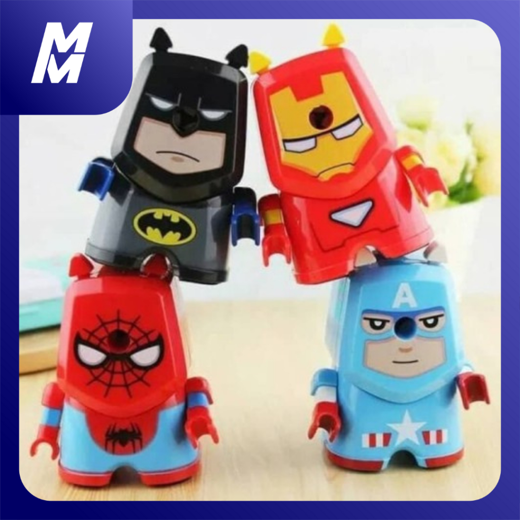 

Serutan Putar Meja Lego Marvel Rautan Karakter Superhero Spiderman Batman Captain America Iron Man