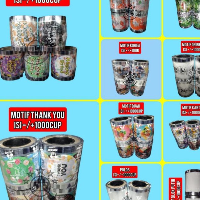 KI3 PLASTIK LID CUP SEALER CUP POLOS 1CUP SEAL CUP Buah Kartun Drink 4in1 Daun Thank you Korea