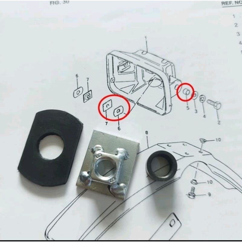 Suzukii TS 125 A 100 sprinter mur bosh & karet set batok lampu