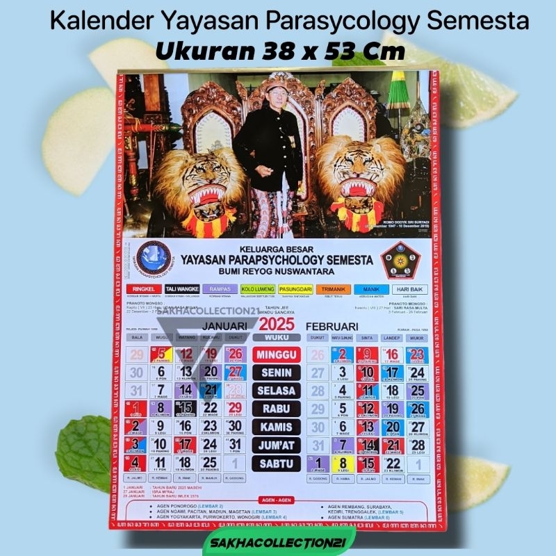 

Kalender Jawa Lengkap Tahun 2025 lengkap kejawen Yayasan Parapsikologi Semesta /YPS murah