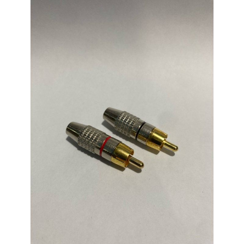 Jack RCA Huzler Jeck Jek Audio RCA Male Cowok Laki Husler Pin Kuningan 1 Set Sepasang 2 Buah Lubang