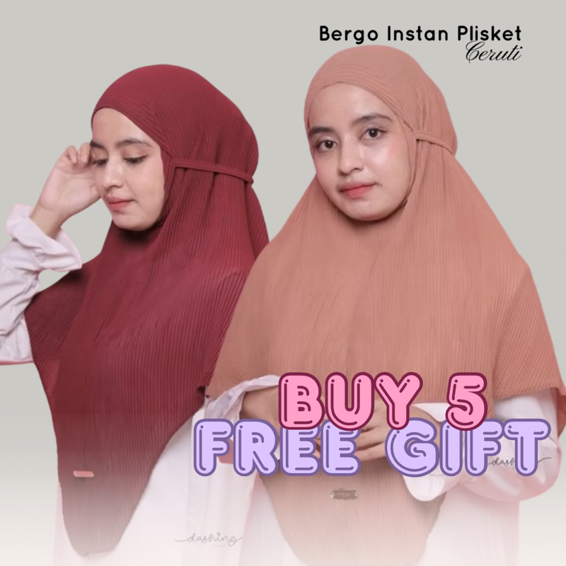 [𝗖𝗟𝗘𝗔𝗥𝗔𝗡𝗖𝗘 𝗦𝗔𝗟𝗘] HIJAB BERGO PLISKET | HIJAB PLISKET INSTAN | BERGO TALI PLISKET
