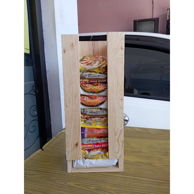 RAK MIE INSTAN KAYU PINUS ASLIN Rak tempat mie instan