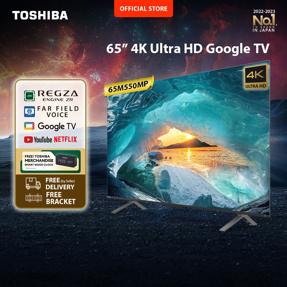 [FREE BRACKET] Toshiba TV 65" 4K UHD Google TV - Quantum Dot QLED FALD Dolby Vision Atmos Bazooka Wo