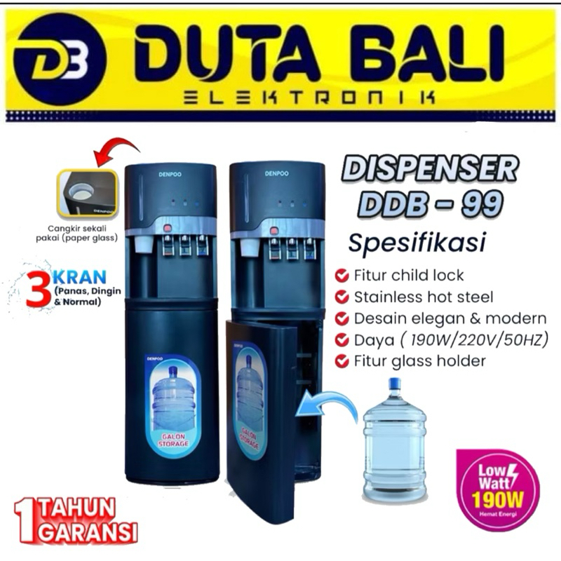 Dispenser Galon Bawah Denpoo DDB 99 - Low Watt
