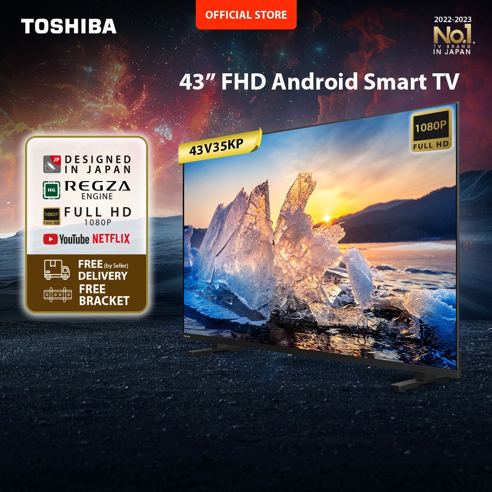 [FREE BRACKET] Toshiba TV 43" FHD Android TV - Google Assistant Netflix Disney+ Youtube Dolby Audio 