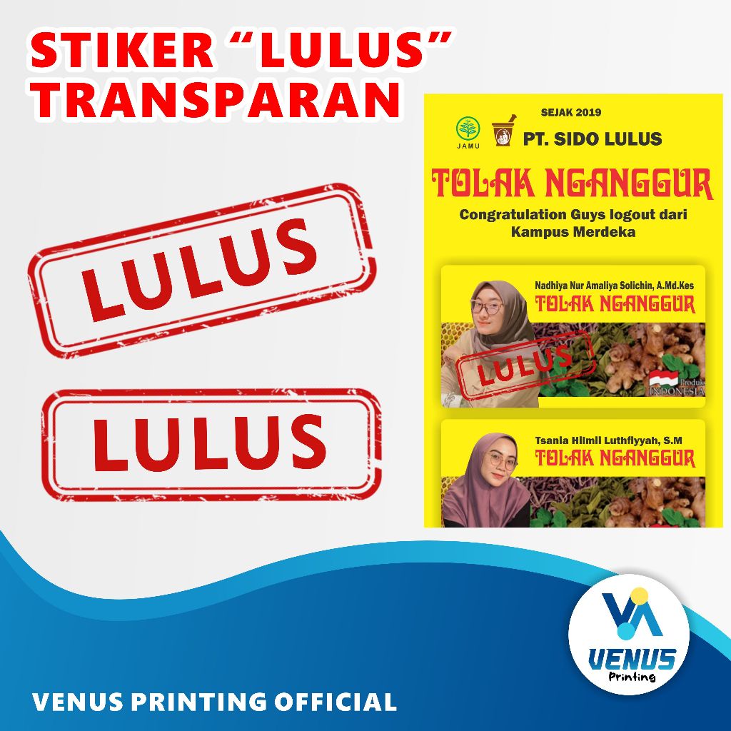 

Stiker LULUS Transparant, Stiker Graduation, Stiker Transparan LULUS, Anti Air