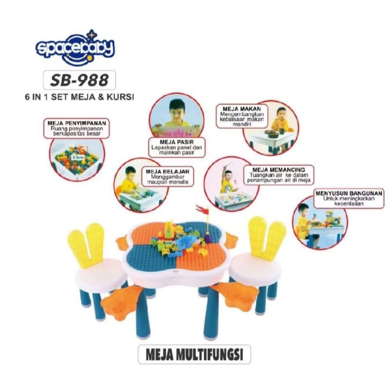 Mainan anak Multifungsi Spacebaby SB 988 Set Meja Kursi Lego