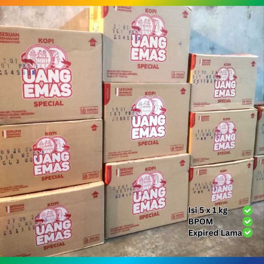 

Kopi Bubuk Uang Emas 1 Dus (5 x 1kg) TERLARIS Kopi Hitam Robusta Tubruk