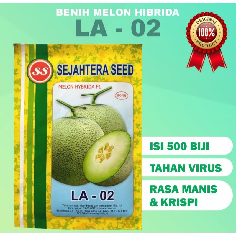 Benih melon LA02 melon LA02 dari SEJAHTERA SEED isi kemasan 500 biji ++ rasa manis toleran virus