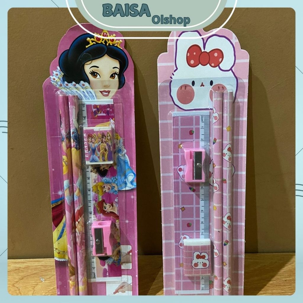

(Baisa) 5in1 Pensil Set Alat Tulis Anak Lucu Dan Penghapus Untuk Tempat Pensil Buku Tulis Sekolah