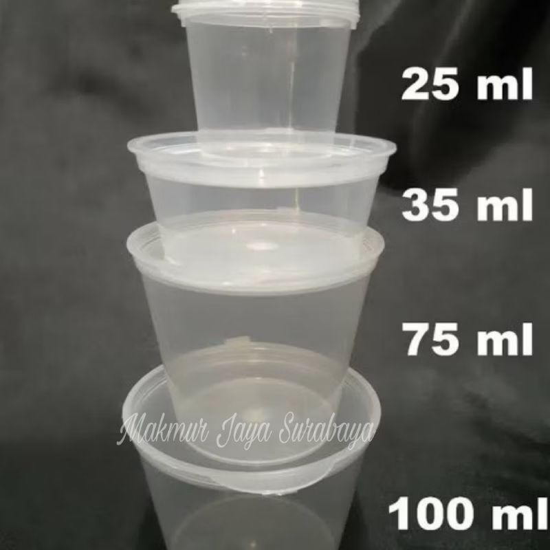 (50 pcs) Cup 100ml Tutup Sambung Lux/Cup saos 100ml Tutup Sambung/Tray Sambal/Tempat Sambal 100ml/Th