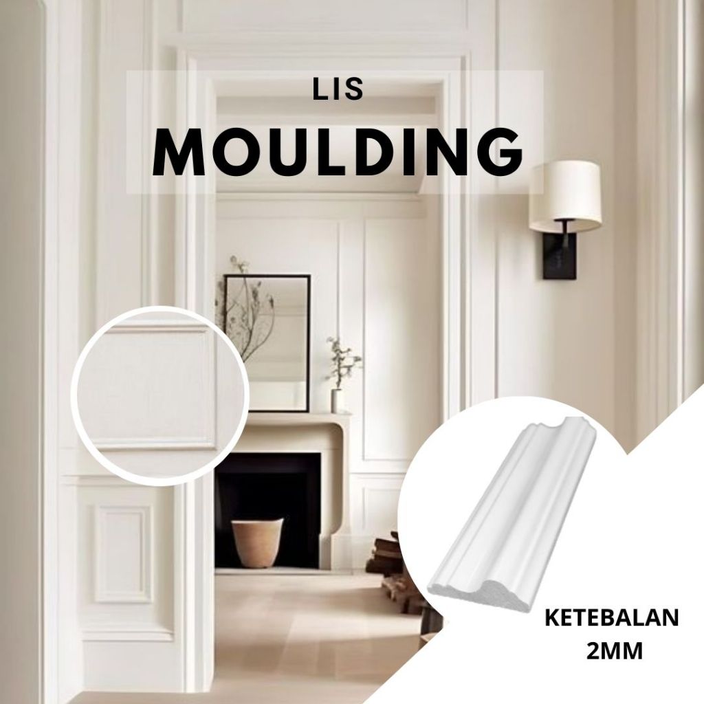 PVC LIS Wall Moulding Aesthetic Lis Bingkai Dinding Panjang 2.90m Termurah