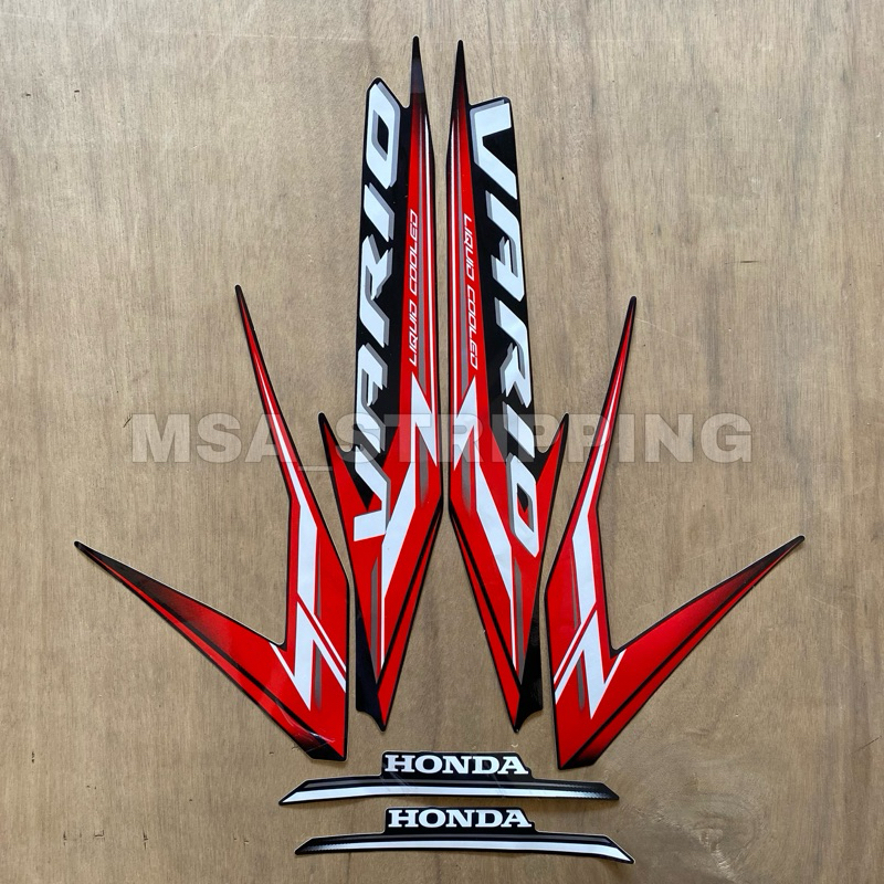 Stripping strip stiker sticker lis polet body Honda Vario 125 Th.2024 Merah Hitam striping motor var