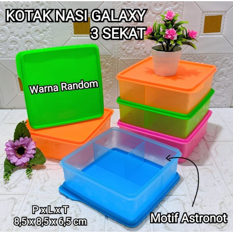 kotak bekal segi sekat 3/kotak makan segi besar/kotak nasi